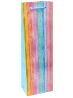 Пакет подар. бумажн. 12*36*8 см,(под бутылку) 157 гр/м "Разноцветные дощечки"