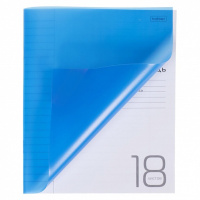 Тетрадь А5 18л лин. Hatber  пласт.обл. "Синяя" белизна 98%