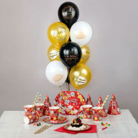 Колпак карнавальный "Супер пати" красный 16см,  10 шт/уп