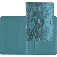 Обложка для паспорта из к/з Reptile 5 отд. д/визиток, бирюзовая