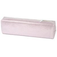 Пенал-косметичка (190*40*40) молния, ПВХ, "Металлик" розовый