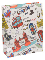 Пакет подар. бумажн. 18*23*8см, 210гр/м, Стильный Лондон