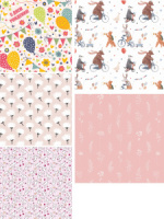 Набор упаковочной бумаги 70*100см "В ресурсе" ассорти, 5 дизайнов, 50шт в уп в рулонах