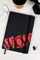 Записная книжка А5  96л., кож.зам., интегр.пер. "Черный с красным"