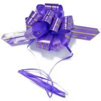Бант подарочный затягивающийся  12см*30мм с полоской, ФИОЛЕТОВЫЙ, инд. упаковка