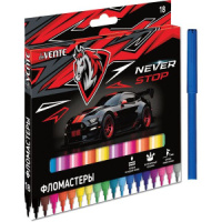 Фломастеры  18цв "deVENTE. Never Stop", вент.колпачок , карт. упак