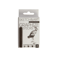 Графит пресованный для рисования Sketch&Art 3шт., черный, 8В-10В-12В