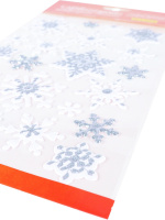 Витражная наклейка 25*14см  "Набор белых снежинок"