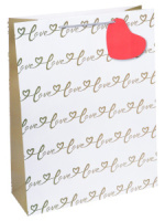 Пакет подар. бумажн. 18*23*8см, 210гр/м, Любовь, бежевый