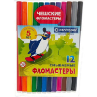 Фломастеры  12цв "Centropen. Пингвины", карт.упак.