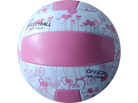 Мяч спортивный волейбольный 33см, размер 5,PVC, 260гр, розовый с белым НЕ НАДУТЫЙ
