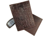 Обложка для паспорта натуральная кожа Данди, коричневый, сплошное тиснение по коже
