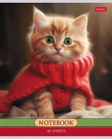 Тетрадь А5 48л кл. Hatber "Котики-артисты" 5диз.в спайке, белизна 100%