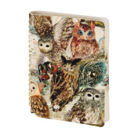 Ежедневник недат. B6 136л., кожзам, мягк.обл., гребень "Fauna. Волшебные совы" магнит.хлястик