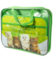 Папка д/труда A4 (335*260*60) 1отд. с ручками, ткань "Рыжие котики"