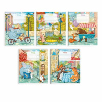 Тетрадь А5 12л лин.     "Звериные истории", выб.УФ-лак, ассорти, белизна 100%