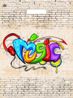 Пакет 45*34см (30мк) с вырубной укрепл. ручкой "Мьюзик холл" ПНД