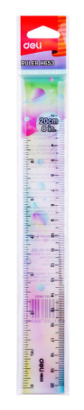 Линейка 20см пластик., ассорти