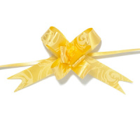 Бант подарочный затягивающийся   4см*10мм, 20см, рисунок ассорти, ЖЁЛТЫЙ 10шт/уп