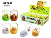 Точилка пласт. 2 отв. "Капибара 2" с контейнером, 4 цв.