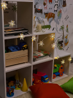 Гирлянда на батарейках с насадками  1,6м 10LED "Снежинки"  от батареек 2*АА