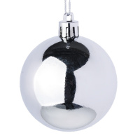 Набор елочных шаров 6 см, 6 шт., серебро, пластик