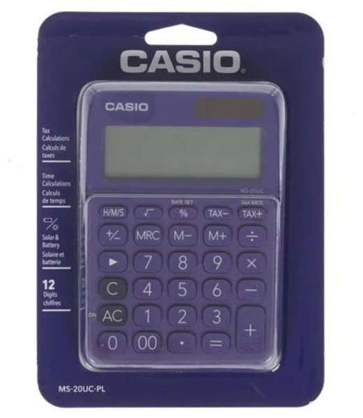 Калькулятор 12 разр.  CASIO MS-20UC-PL-S-EC настольный, фиолетовый
