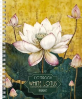 Тетрадь А5  96л кл. гребень Hatber "Белый лотос" тисн, 2 диз.в спайке