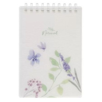 Записная книжка А6 пластик, эластичн.гребень, 80л. "Natural blue flowers" тисн.фольгой