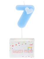 Свеча-цифра "7" с сердечком