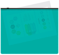 Конверт на молнии А5 0,15мм, бирюзовая , молния черная