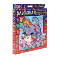 Мозаика алмазная на картоне 20*20см "Радужный котик"
