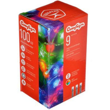 Гирлянда электрическая  9м 100LED светодиодная, вьюн, 220В, мультицвет