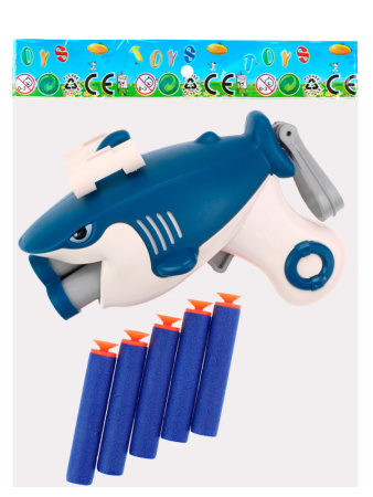 Игрушка пистолет "Акула" 5 софт-патронов, 13см