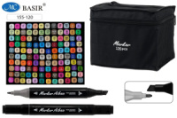 Набор маркеров для скетчинга 120цв. пулевидн. BASIR, двустороние 1,0-7,0мм