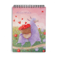 Блокнот А7  40л гребень "Лавандовые ламы" клетка