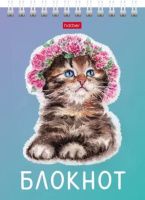 Блокнот А6  40л гребень "Котики бывают разными" УФ-лак, клетка