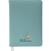 Ежедневник недат. А5 deVENTE   Be happy! 320стр.,голубой, тв.обл.,кожзам.,с брошью, ляссе, 70гр/м2