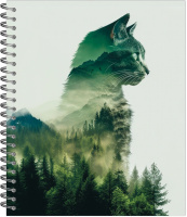 Тетрадь А5  48л кл. гребень Полином "Лесные коты" ВД-лак