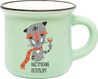 Кружка сувенирная  50мл, Кот. Настроение Петербург, зеленая