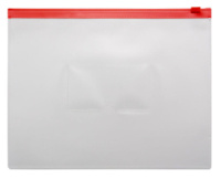 Конверт на молнии А5 0,15мм, карман д/визитки, красная молния