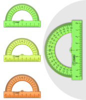 Транспортир 180гр.   8 см пласт. NEON Cristal, 4 цв.