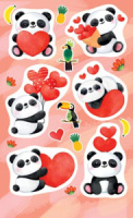 Наклейки детские 15*9см  "Панды"