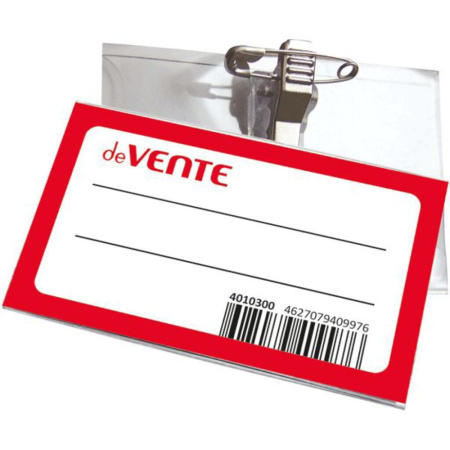 Бейдж 57х90 мм. с булавкой и клипом