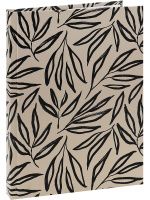 Блокнот А5 7БЦ  72л "Черные листья на светлом" в точку, мат.лам., резинка