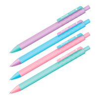 Ручка шариковая автоматическая Berlingo "Haze" 0,7мм, синяя, прорезин. корпус, корпус ассорти