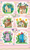 Наклейки детские 15*9см  "Весенние домики" Наклейки детские 15*9см  "Весенние домики"