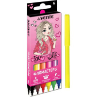 Фломастеры   6цв "deVENTE. Too Cute Girl", вентил.колпачок, картон