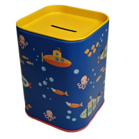 Копилка металл. "Транспорт" 7,7*7,7*10,5 см, ассорти дизайнов