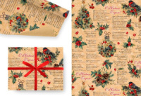 Бумага упаковочная 70*100см "Снегири"